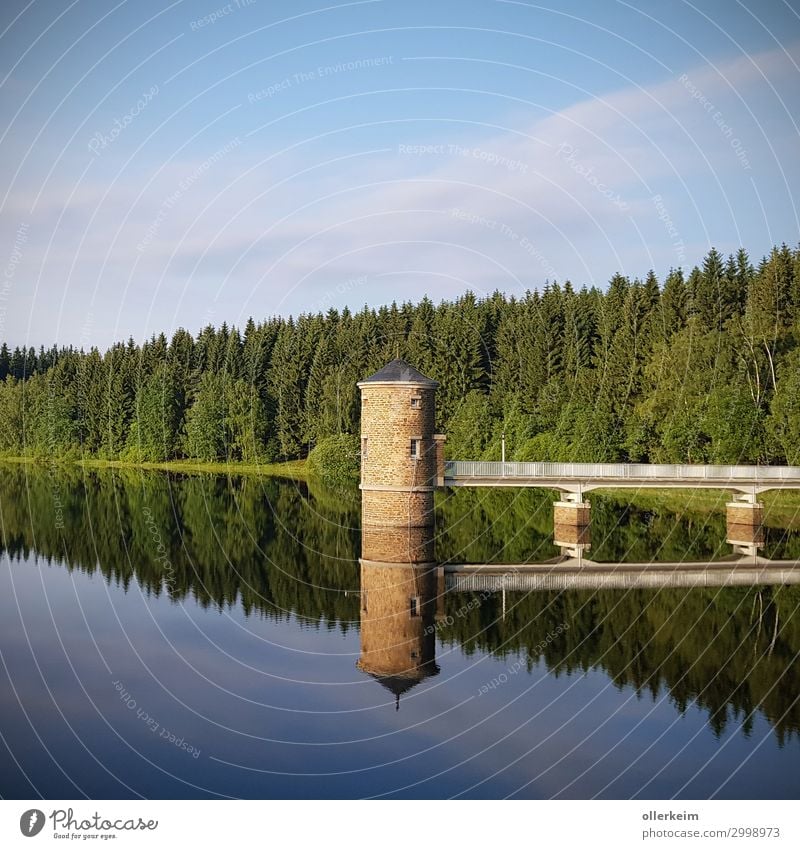 double tower - Cranzahl dam Environment Nature Landscape Water Sky Summer Beautiful weather Pond Lake River dam Tower Drinking water Forest Bridge