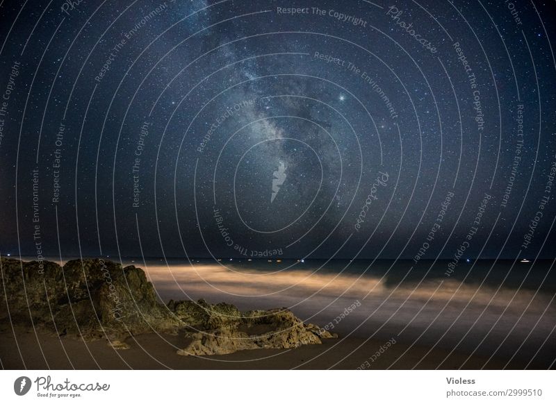 Infinite vastness, Milky Way on the coast Long exposure Light Night Deserted Astronomy Portugal Algarve Experimental Astrophotography Universe Gigantic