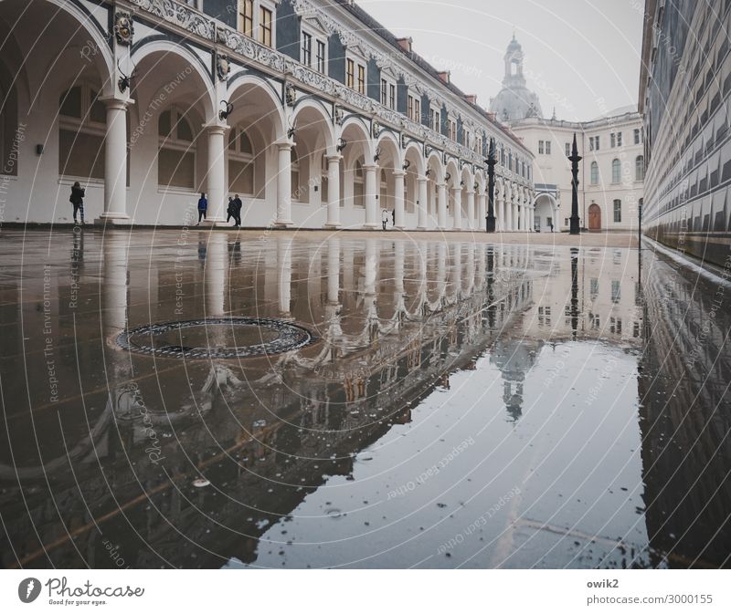 Dresden under water Human being Rain Germany Town Downtown Populated Church Manmade structures Building Architecture Tourist Attraction Historic Wet