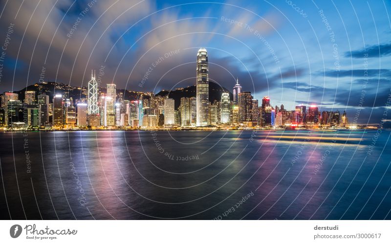 Honkong skyline at night Exhibition Small Town Capital city Port City Downtown Wall (barrier) Wall (building) Kitsch Odds and ends Esthetic Authentic pretty