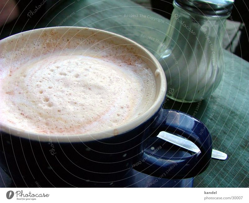 coffee break Café au lait Foam Cup Rustic Close-up Detail Sugar caster Exterior shot