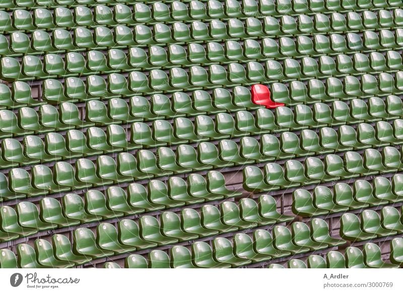 Insulation | In the stadium green rows of seats with a red seat Chair Event Sports Audience Fan Stands Sporting event Sporting Complex Stadium Exceptional Canoe