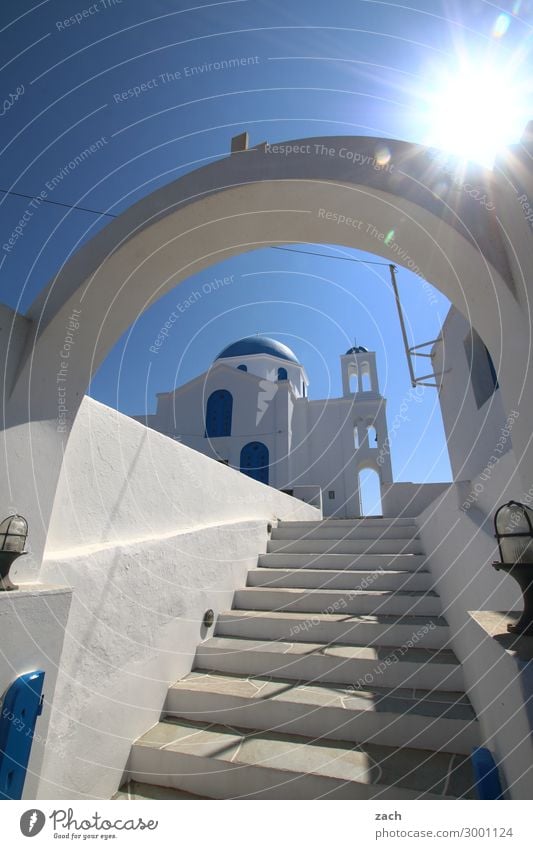 Nested Sky Cloudless sky Sunlight Island Folegandros Cyclades Greece Village Fishing village Old town Deserted House (Residential Structure) Church Dome Gate