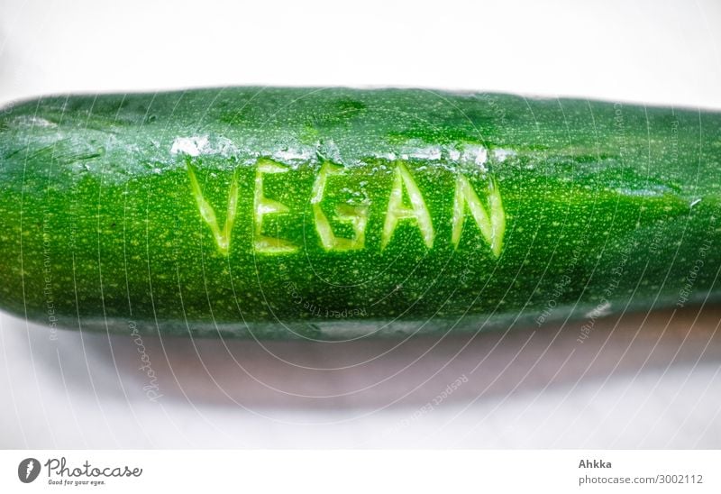 Vegan: Zucchini Food Vegetable Nutrition Organic produce Vegetarian diet Vegan diet Lifestyle Fresh Healthy Glittering Green Characters Colour photo Close-up