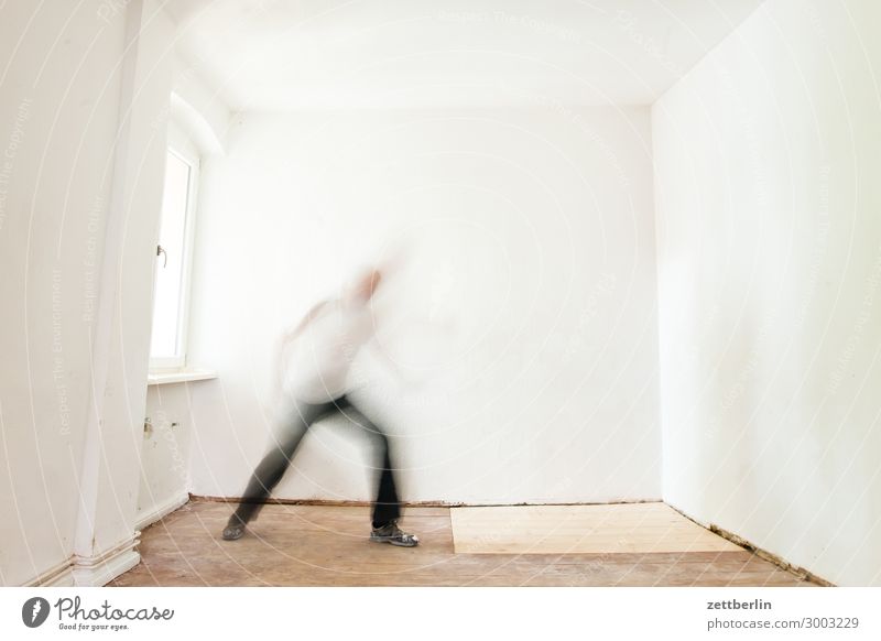 solo dancer Old building Period apartment Motion blur Hallway Wooden floor Floor covering Man Wall (barrier) Human being Town house (City: Block of flats) Room