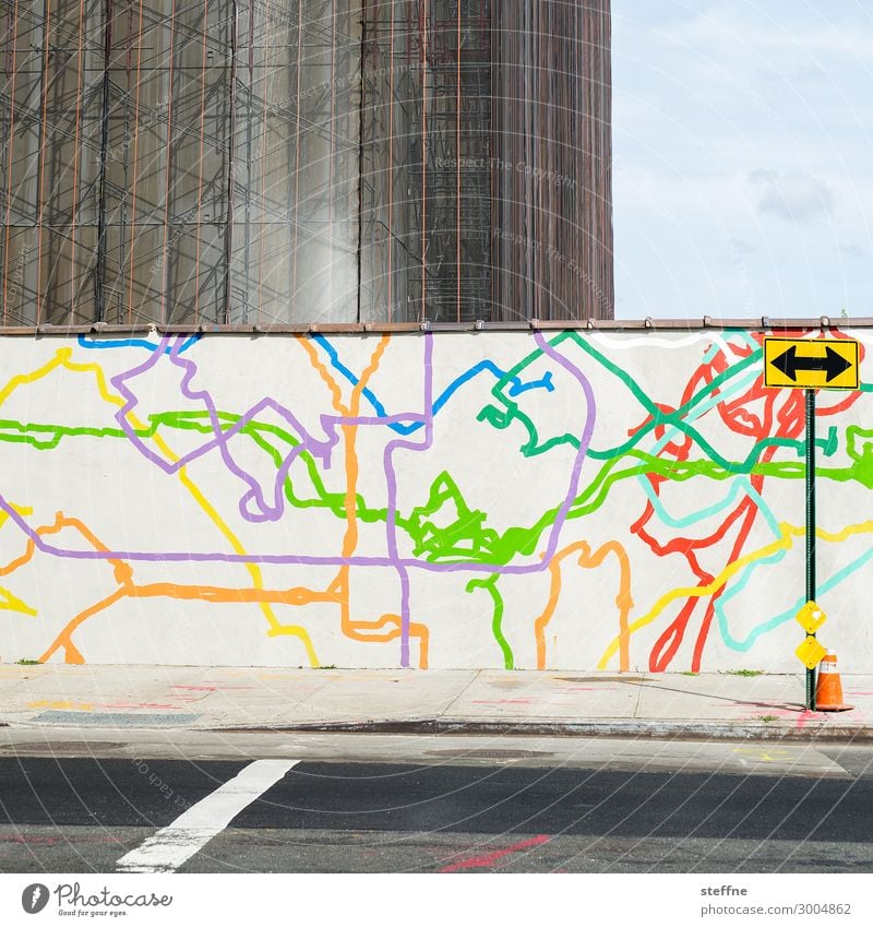 graffiti Town Street Graffiti Subway network Graphic Happiness Colour photo Multicoloured Exterior shot Pattern Structures and shapes Deserted Copy Space right