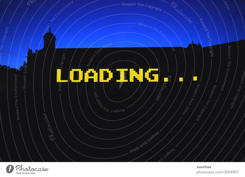 loading Word Letters (alphabet) Wait Load charging time charging process Computer Digital Analog Silhouette Twilight Dusk Building Simple Graphic Contrast