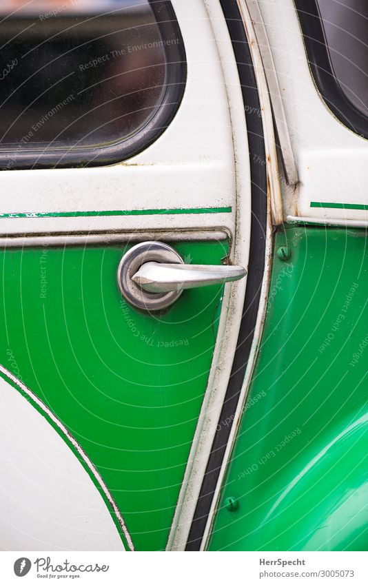 Duck good, all good Door Vehicle Car Old Authentic Hip & trendy Historic Beautiful Green White Vintage car Door handle deux cheveux 2CV citroen Two-tone Curved