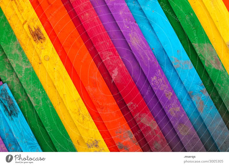 Rainbow (close-up) Fence Wooden fence Dirty Beautiful Multicoloured Colour Spectral Background picture Colour photo Exterior shot Pattern Deserted