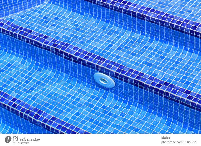 Tile steps in the pool Swimming pool Blue Luxury Water Wet Resort Clean Detail Summer Transparent Banner Healthy Reflection Hotel Stairs Swimming & Bathing