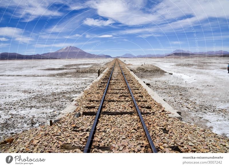 endless expanse track Altiplano salar uyuni Bolivia South America Volcano Salt flats Desert High mountain region High plain