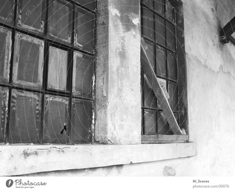 The window to the station Window Facade White Architecture black Black & white photo Glass Old