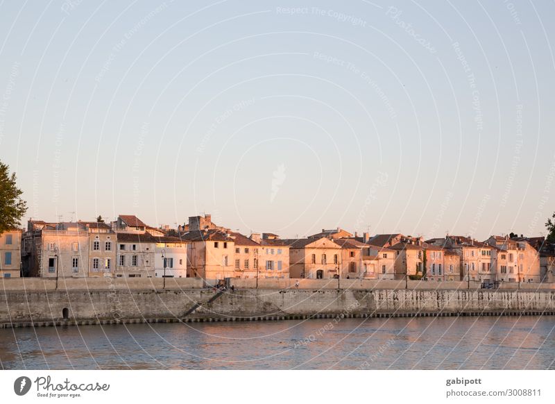Old town of Arles with river in the evening sun France Town Exterior shot Colour photo Deserted House (Residential Structure) Facade Copy Space top Historic Sky