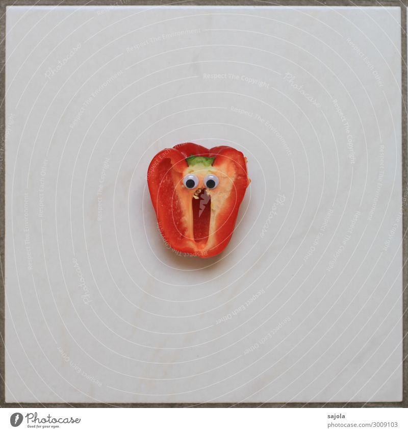 foodface - open your mouth Vegetable salubriously Face Facial expression emotionally Mouth Interior shot Eyes Neutral Background Emotions Moody Food Pepper Red