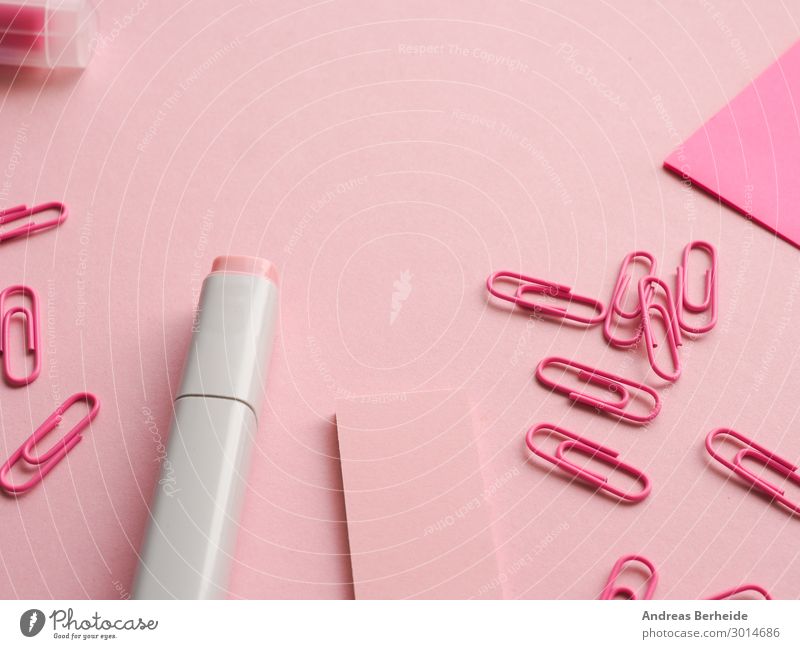Office utensils in pink Office work Workplace Business Pink Idea Uniqueness Inspiration Creativity Arrangement Background picture Felt-tipped pen puristic