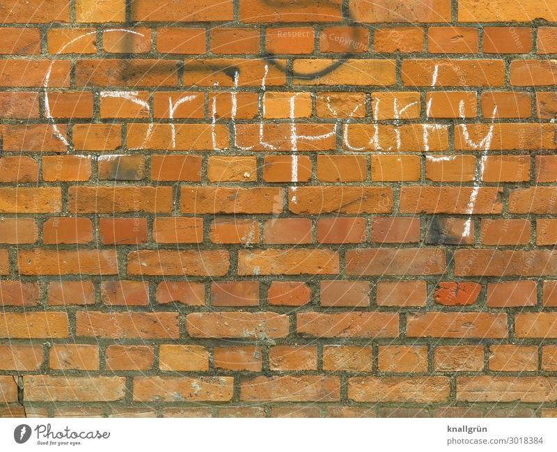 Barbecue Party Wall (barrier) Wall (building) Characters Graffiti Communicate Town Brown White Leisure and hobbies Barbecue (event) Colour photo Exterior shot