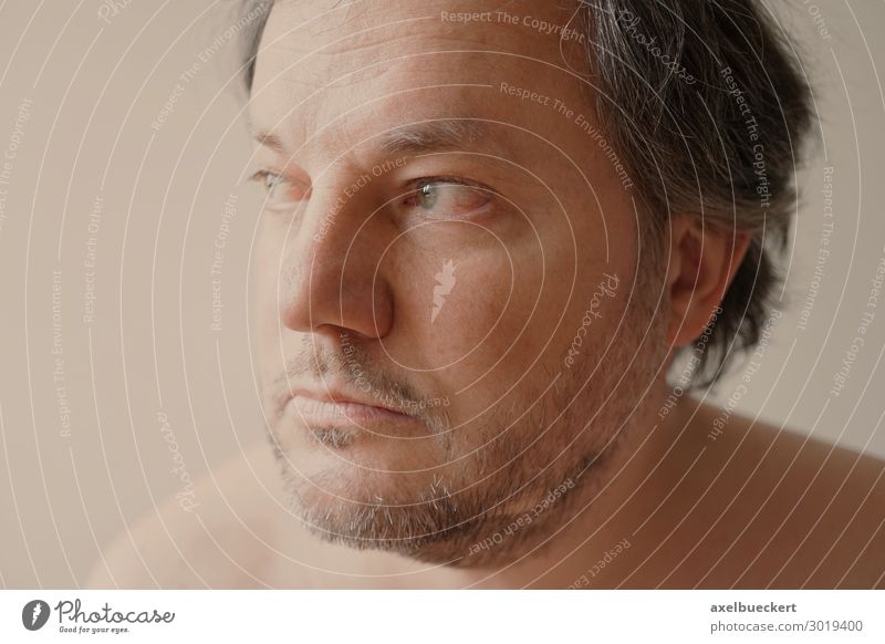 meditative middle-aged man Human being Masculine Man Adults Face 1 30 - 45 years 45 - 60 years Black-haired Gray-haired Facial hair Designer stubble Beard Think