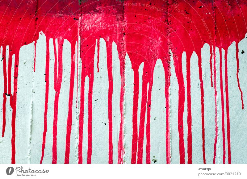 bloodstain Style Design Wall (barrier) Wall (building) Concrete Authentic Exceptional Crazy Red White Dye Fluid Graffiti Progress Contrast Inject