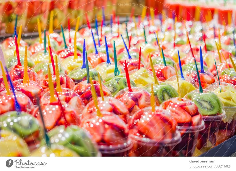 Packed fruits in La Boqueria market, Barcelona Food Vegetable Fruit Shopping Vacation & Travel Tourism Marketplace Stand Fresh Spain boqueria Slice catalan