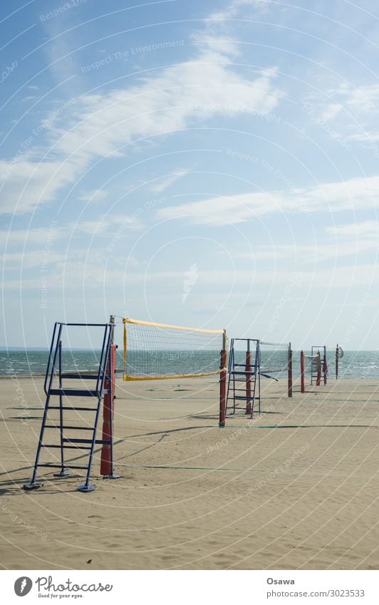 Volleyball nets on the beach Beach Ocean Coast Sand Vacation & Travel Clouds Summer Exterior shot Sports Ball sports Playing Summer vacation Net