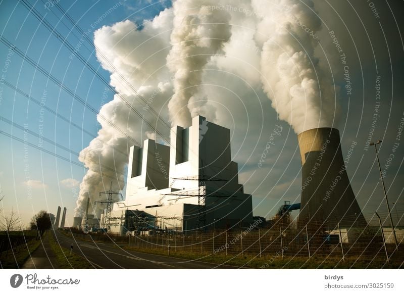 Neurath lignite-fired power plant in NRW Energy industry co2 Air pollution Coal power station Sky Climate change Politics and state CO2 emission Street Threat