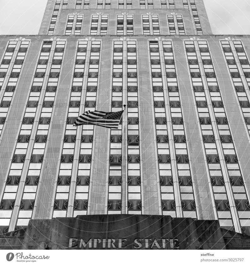 flag Town High-rise Facade Famous building Landmark Empire State building American Flag Characters Graphic Minimalistic Esthetic USA New York City Manhattan