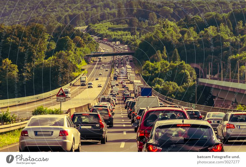 Traffic jam on the motorway Stop and Go Vacation & Travel Tourism Summer Summer vacation Transport Passenger traffic Rush hour Road traffic Motoring Street