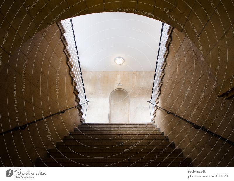 step by step Neoclassicism Wall (building) Stairs Tunnel Banister Authentic Historic Center point Quality Symmetry Past Lanes & trails Shadow Frame
