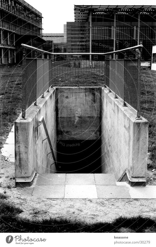 the tunnel Concrete Cellar Tunnel Black White Dark Light Architecture Metal Handrail Stairs Lens http://www.keasone.de Cellar stairs