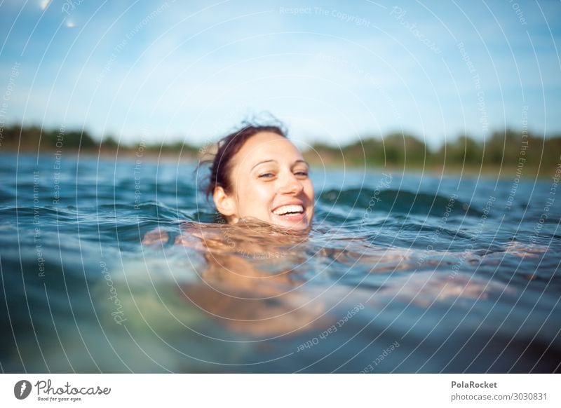 #A# summer swim Human being Feminine Esthetic Swimming & Bathing Float in the water Woman Lake Laughter Smiling Water Surface of water Summer Summer vacation
