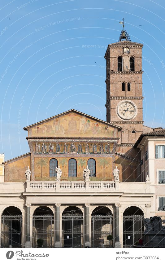 Chiesa 4 Church Religion and faith Romanesque style Rome Italy Trastevere Church spire Church tower clock Fresco Christianity Catholicism Basilica