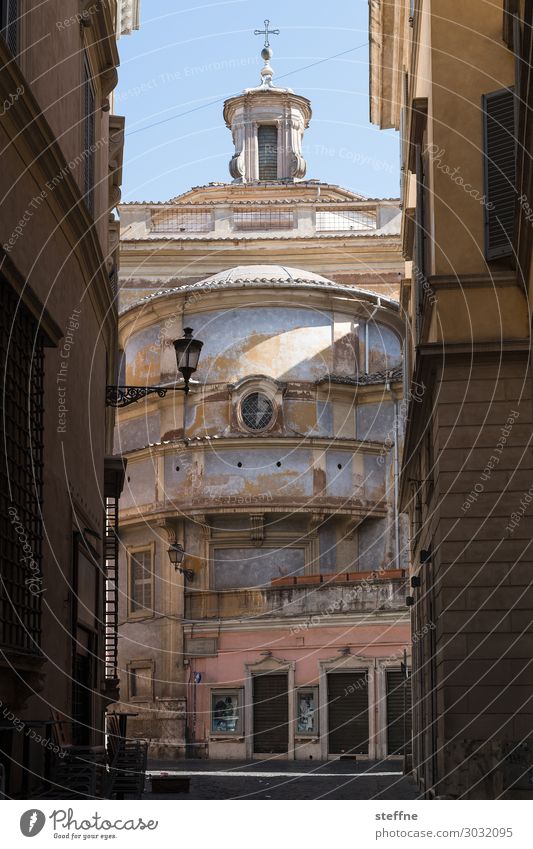 Chiesa 5 Church Religion and faith Italy Rome Alley Light and shadow Colour photo Exterior shot Deserted Copy Space top Morning