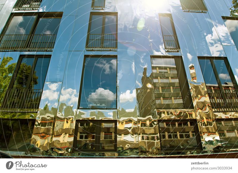 Reflecting facade again Architecture Berlin Office City Germany Facade Worm's-eye view Capital city House (Residential Structure) Sky Heaven High-rise Downtown