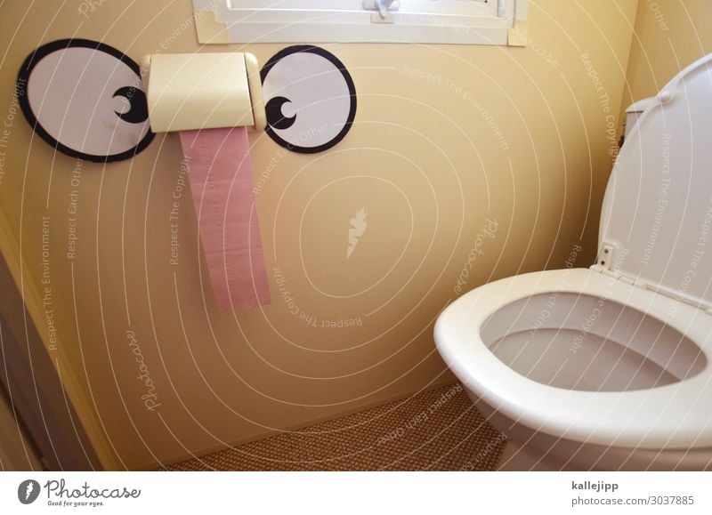 dixi Paper Looking Toilet Sanitary facilities Defecate Toilet paper Nose Toilet seat Room Comic Funny Colour photo Interior shot Experimental Light Shadow
