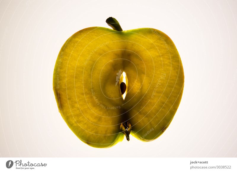 Apple slice (with skin) Core Oval Slice Thin Delicious cute Design Symmetry Cross-section X-rayed Cut Lightbox Associative Logo Structures and shapes