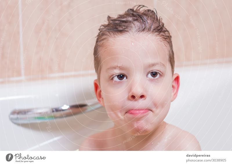 Cute boy happiness having bath Joy Happy Beautiful Face Bathtub Bathroom Child Baby Toddler Boy (child) Infancy Smiling Laughter Happiness Small Wet Clean water