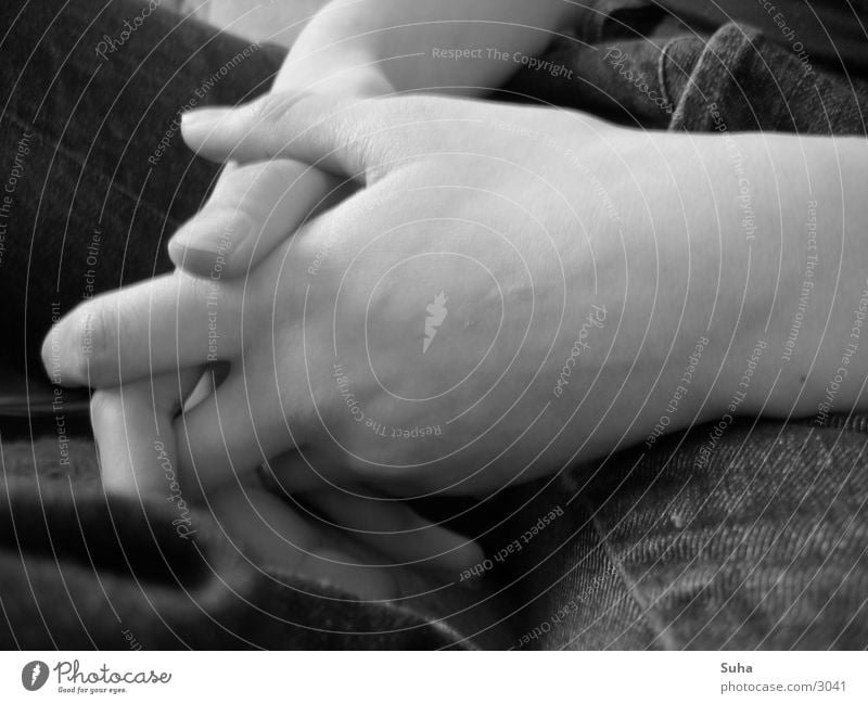 Folded hands Hand Prayer Fingers Vessel Human being shot Black & white photo Jeans Skin