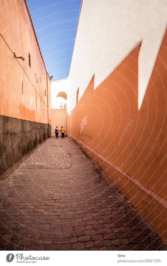 Medina in Marakesh Marrakesh Alley Shaft of light Wall (building) Shadow Light Silhouette Contour Morocco