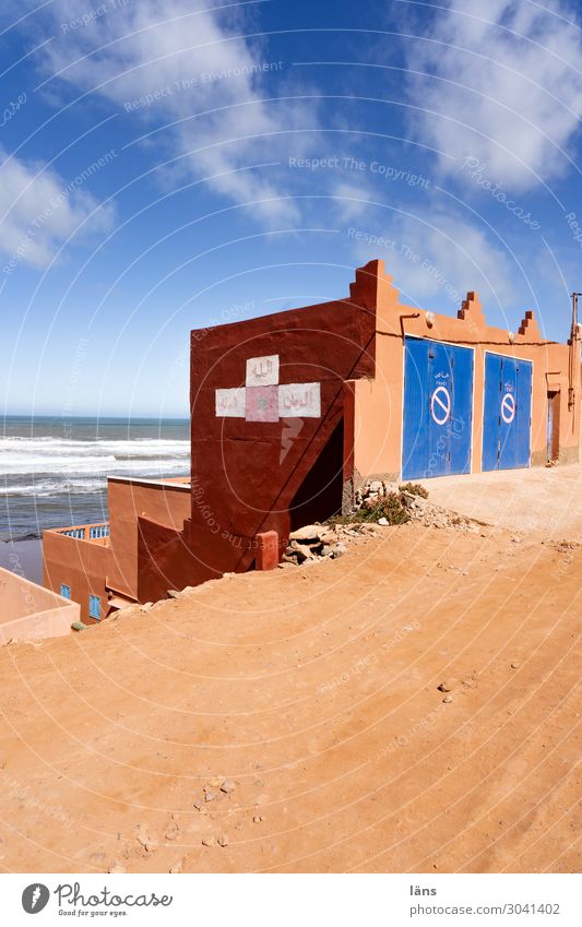 House by the sea House (Residential Structure) Morocco Sky Deserted Clouds Ocean Sidi Ifni Vacation & Travel Tourism Colour photo coast