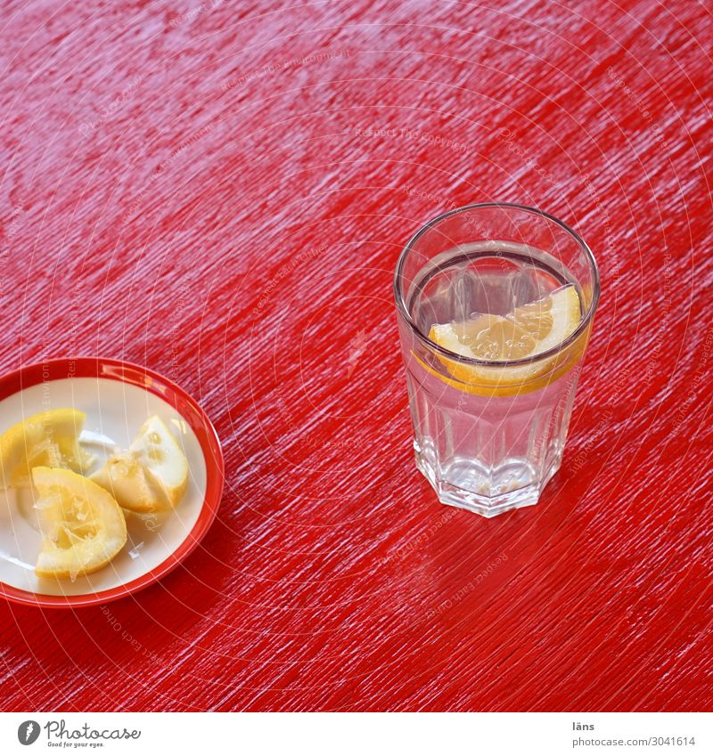lemon water Food Lemon Nutrition Beverage Drinking water Glass Vacation & Travel Tourism Simple Fresh Red Colour photo Exterior shot Deserted Copy Space top