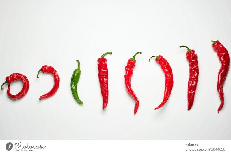 whole ripe red hot chili peppers on a white background Vegetable Herbs and spices Nutrition Eating Vegetarian diet Kitchen Plant Select Exceptional Fresh Hot
