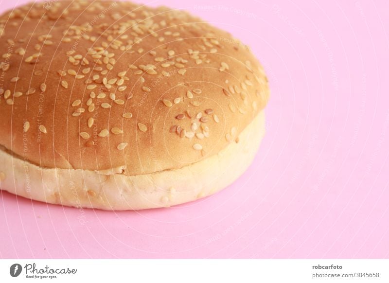 hamburger bun with sesame seeds Bread Roll Nutrition Eating Lunch Dinner Diet Fast food Fresh Delicious Yellow White Colour Sesame background Hamburger Top
