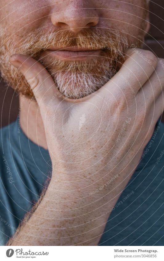 Itchy Beard Masculine Man Adults Face Mouth Chest Hand Fingers Freckles 1 Human being 18 - 30 years Youth (Young adults) 30 - 45 years T-shirt Red-haired
