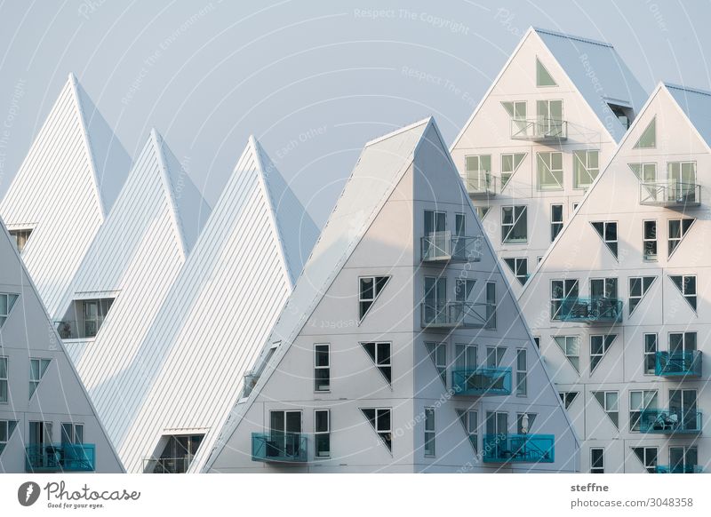 iceberg Town Facade Iceberg Architecture Living or residing Scandinavia Denmark aarhus Smooth Pastel tone Point Abstract Graphic Colour photo Subdued colour