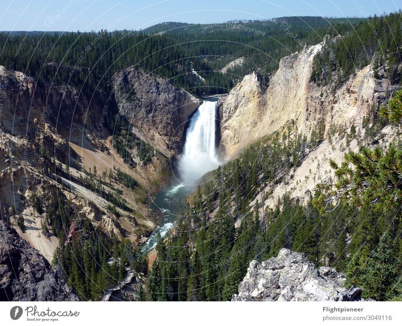 Lower Falls in the Grand Canyon of the Yellowstone, Wyoming, USA Mountain Hiking Environment Nature Landscape Plant Elements Earth Sand Water Summer Tree Forest