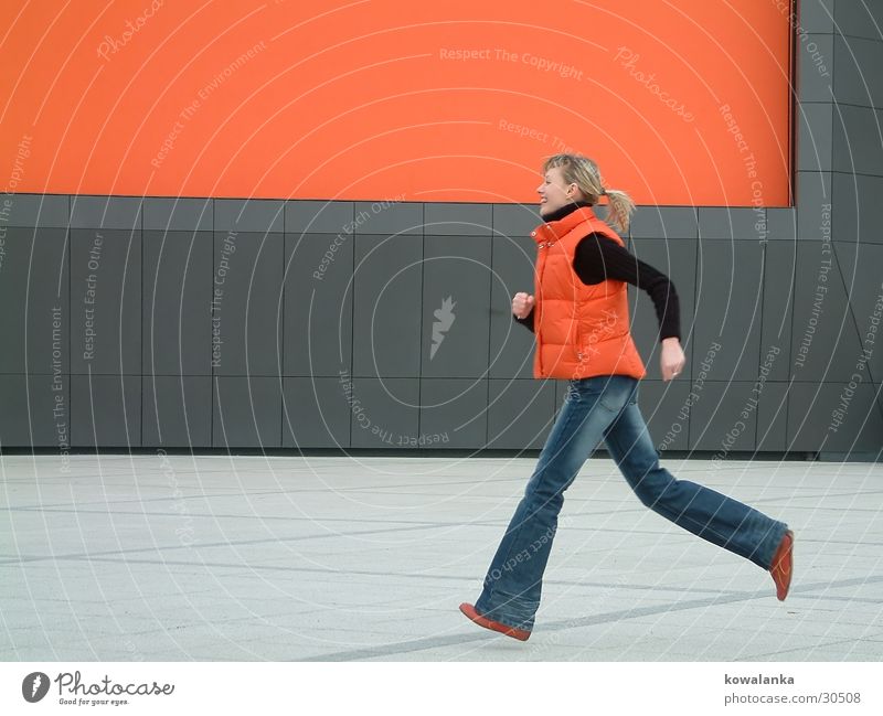 jump Jump Time Woman Speed Walking Dynamics Haste Orange Running