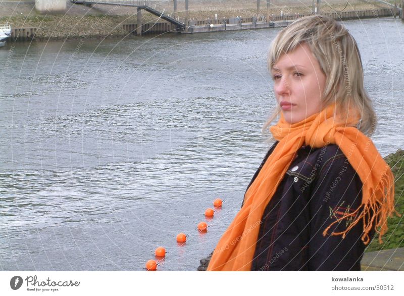 with the scarf2 Neckerchief Woman Water Orange