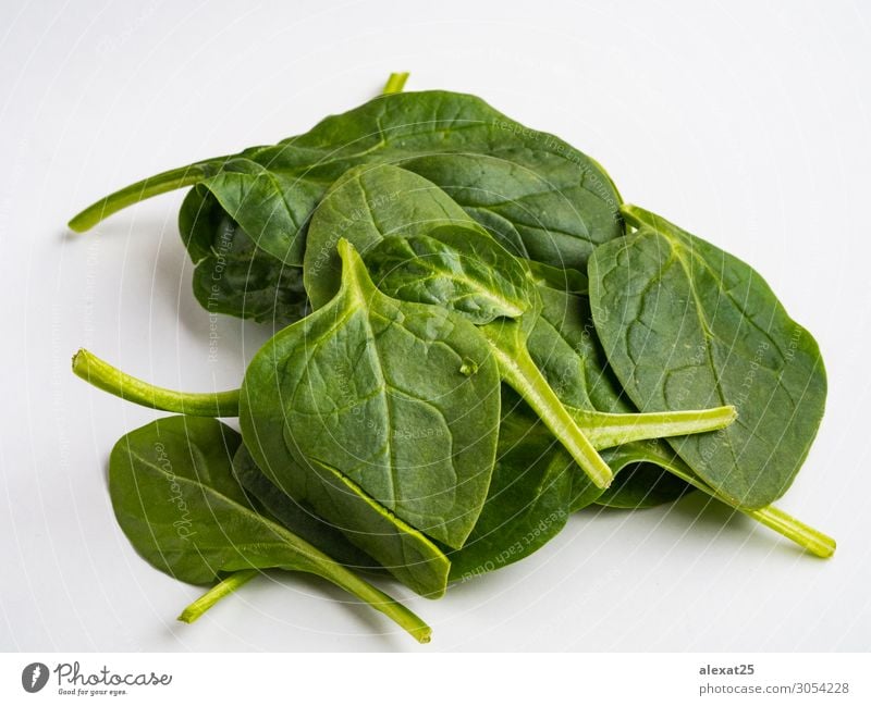 Spinach isolated Vegetable Vegetarian diet Diet Nature Plant Leaf Fresh Natural Green White background food healthy Ingredients Organic Raw Salad Top