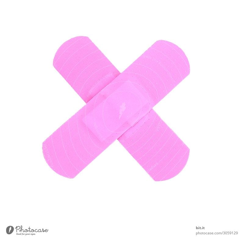 Cross of pink pavement, on white background. Healthy Health care Medical treatment Nursing Illness Doctor Hospital Sign Safety Protection Pain Adhesive plaster