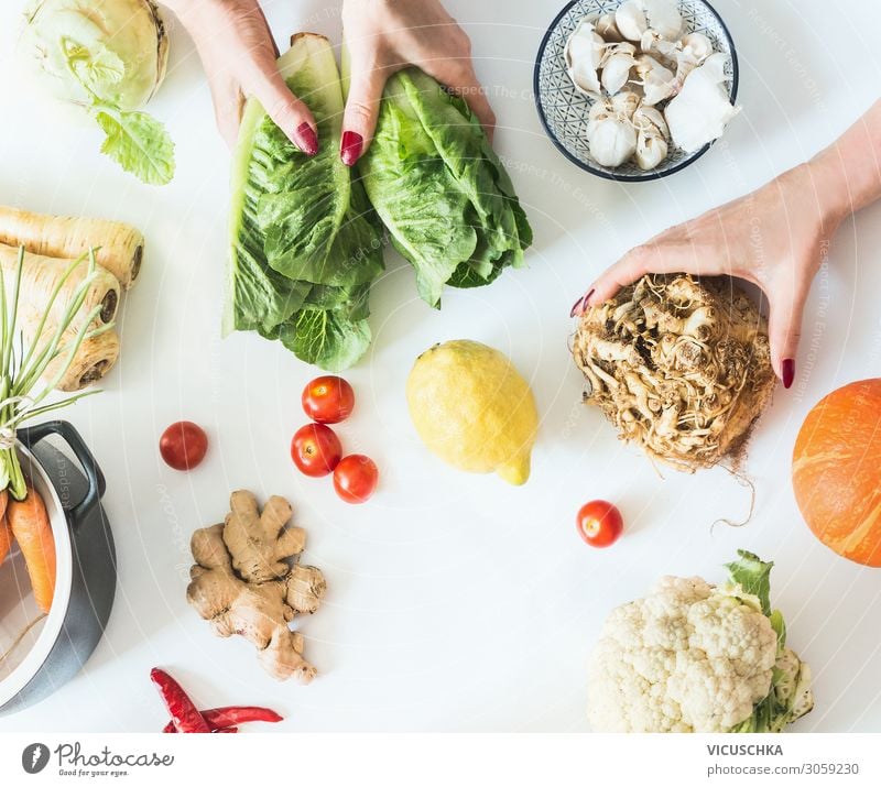 Hands hold various low carbohydrate vegetables Food Vegetable Nutrition Organic produce Vegetarian diet Diet Crockery Shopping Style Healthy Healthy Eating